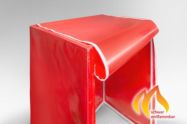 abdeckhaube-geoeffnet-schwer-entflammbar wahlweise mit zwei Reißverschlüssen