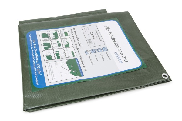 Abdeckplane grün mit Ösen - 210 g/m²