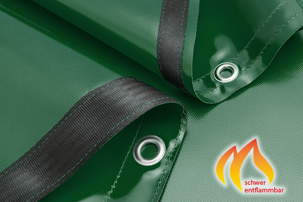 pvc-abdeckplane-rund-gruen Rückseite stabiles aufgenähtes Gurtband