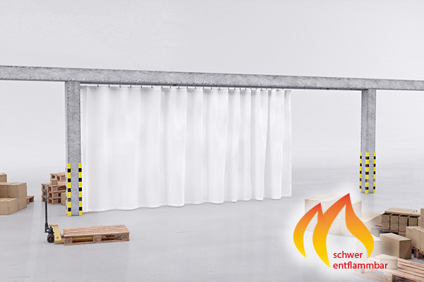 Industrievorhang schwer entflammbar transluzent nach Maß Komplett-Set