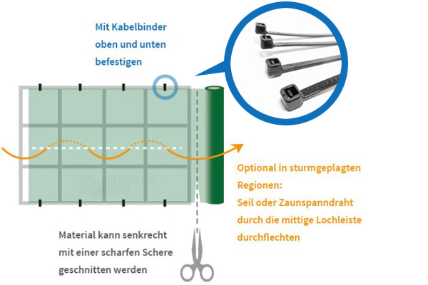 150_zaunblende_rolle_gruen_montage_befestigung Montage und Befestigung
