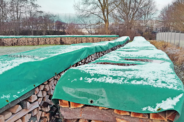 PVC-Abdeckplane grün mit Ösen - für Brennholz - 650 g/m²