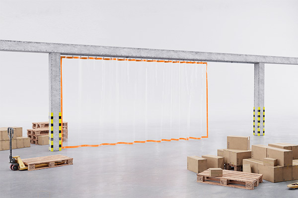 Industrievorhang aus PVC-Plane nach Maß transparent mit verstärktem Saum