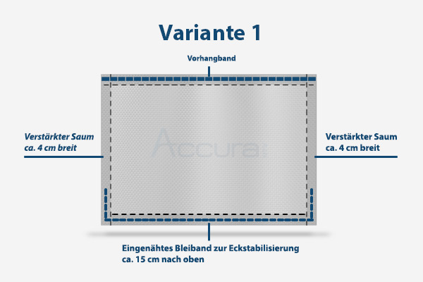 Klassische Ausführung: Hochwertiges Schaftgewebe Structure mit eingenähtem Bleiband für einen schweren, edlen Fall. Konfiguration Structure Variante 1: Outdoor-Vorhang mit Vorhangband, seitlichem Saum und eingenähtem Bleiband-Abschluss.