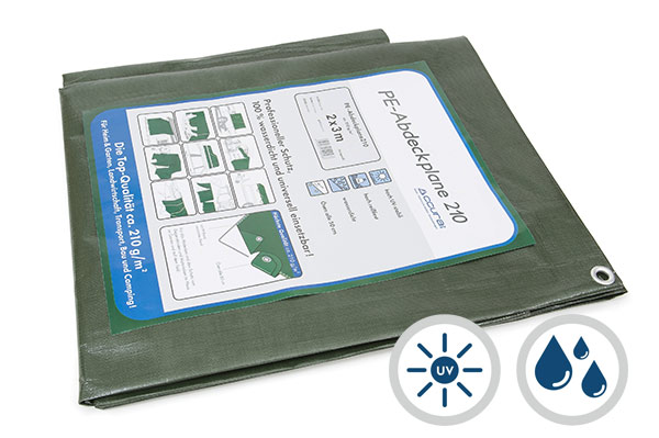 Abdeckplane grün mit Ösen - 210 g/m²