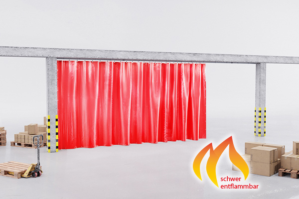 Industrievorhang aus LKW-Plane nach Maß - Brandschutz