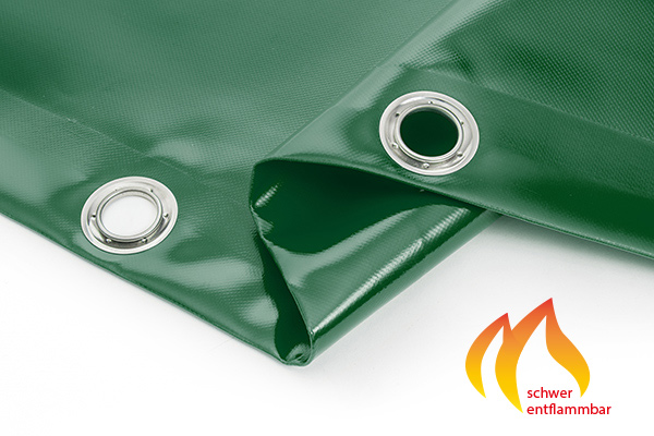 pvc-lkw-abdeckplane-moosgruen-schwer-entflammbar moosgrün RAL 6005