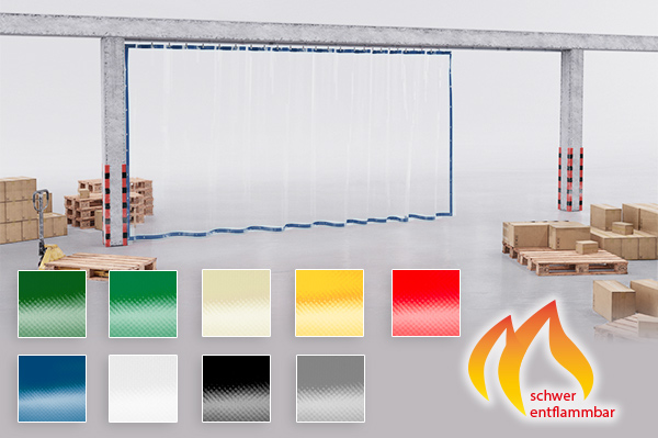Industrievorhang zur Hallenabtrennung - transparent - B1 Industrievorhang zur Hallenabtrennung - transparent - B1
